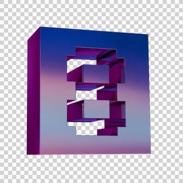 3D Neon Retro Icon -  Pixel number 8 symbol 库存插图