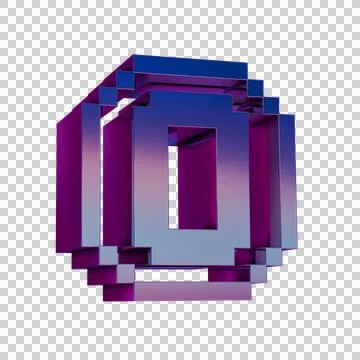 3D Neon Retro Icon -  Pixel number 0 symbol Stock Illustration