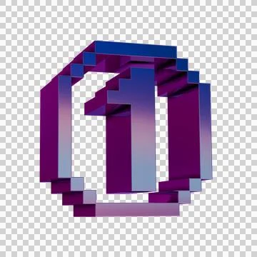 3D Neon Retro Icon -  Pixel number 1 symbol 库存插图