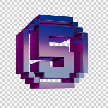 3D Neon Retro Icon -  Pixel number 5 symbol Stock Illustration