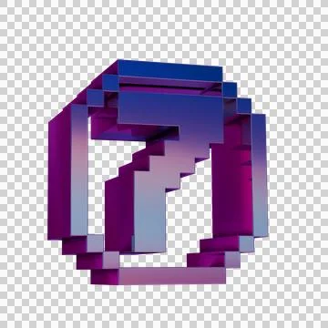 3D Neon Retro Icon -  Pixel number 7 symbol 库存插图