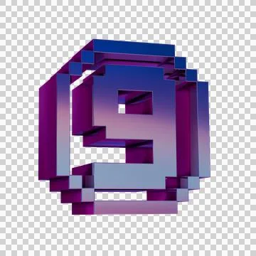 3D Neon Retro Icon -  Pixel number 9 symbol Stock Illustration