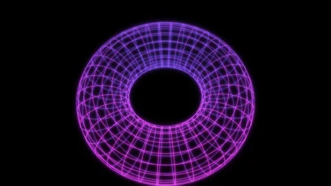 3D neon wireframe torus rotating with depth fade Stock-Footage 348625421