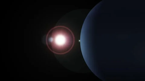 3d Neptune Distant Planet and Glowing Star in Space Vidéo 317862818