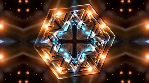 3D Nested Hexagram Star Fractal Loop - Sacred Geometry VJ 4K60 Stock Footage 332835089