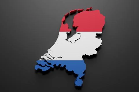 3d Netherland map and flag Stock Illustration