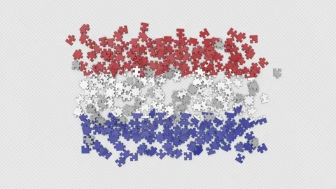 3D Netherlands flag assembled from a puzzle Stock Footage 276437992