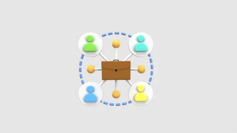 3D network of business people connected through central briefcase symbolizi.. Stock Footage 310672312