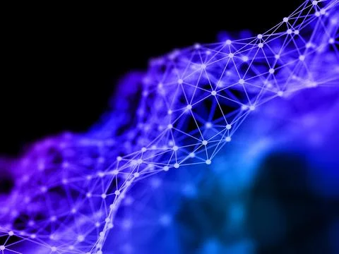 3D network communications background with shallow depth of field Stock Photos