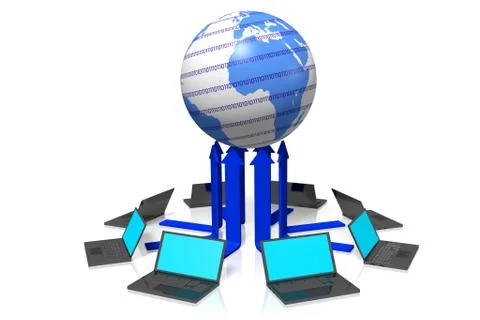 3D network concept, computers Stock Illustration