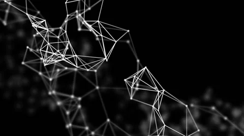 3D network evolving. Lines and dots pulsating, forming a mesh. Depth of field. Stock Footage 62478997