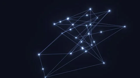 3D network of lines and dots with glowing effect in dark Stock Footage 338229096