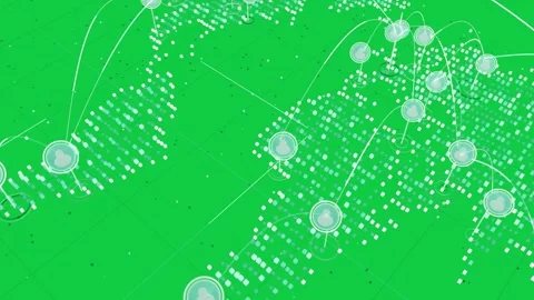 3D network map unfolding after sweep, nodes rising, arcs linking, showing global Stock Footage 337142586