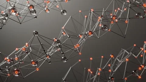 3D network nodes connected in digital space. 스톡 일러스트