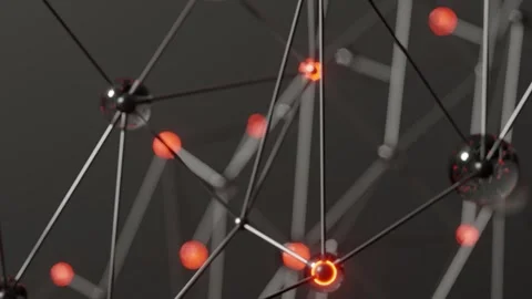 3D network nodes connected with glowing red dots. Stock Footage 339377958