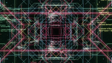 3D networks moving in computer space. Motion. Hypnotic pattern with moving Video stock 160214355