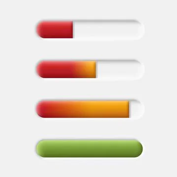 3d neumorphism progress bar with gradient from red to green Stock Illustration