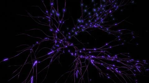 3d neural network with electrical impulses. Design. Neural branches with fast Illustrazione stock