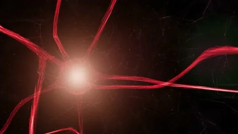 3d Neuron Cell on digital abstract background Видео 232296399