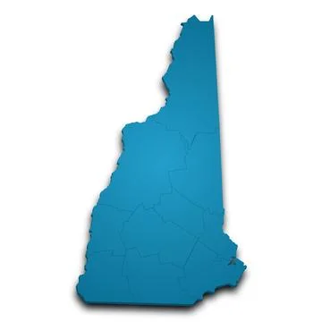 3d New Hampshire map state with color. United State of America, US, United .. Stock Illustration