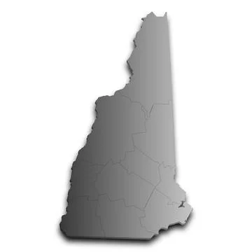 3d New Hampshire map state with color. United State of America, US, United .. Illustrazione stock