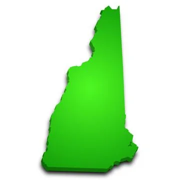 3d New Hampshire map state with color. United State of America, US, United .. Stock Illustration