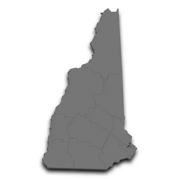 3d New Hampshire map state with color. United State of America, US, United .. Stock Illustration