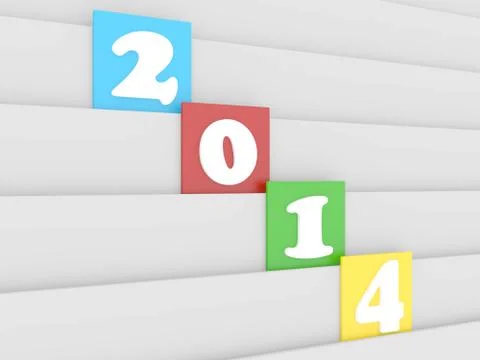 3d new year 2014 text on block Stock Illustration