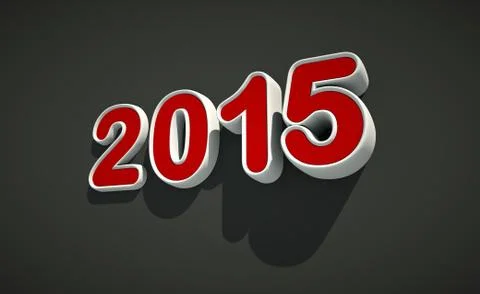 3D New year 2015 logo on black background Stock Illustration