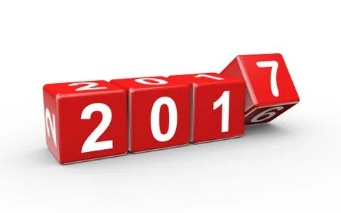 3d new year 2017 cubes changing Stock Illustration