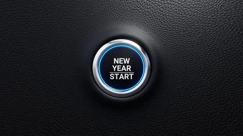 3D New Year Start push button. Planning, start, career path, business strategy Stock Illustration