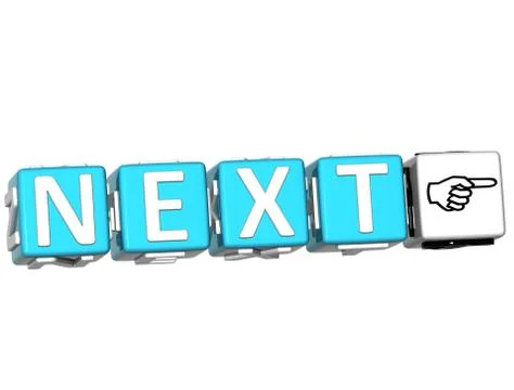 3d next block text on white background Stock Illustration