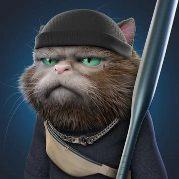 3D NFT COLLECTION, CHARACTER ANGRY CAT GANG Illustrazione stock