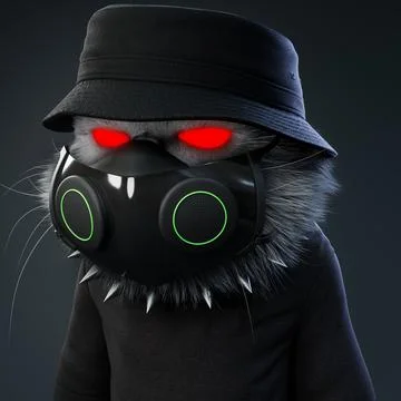 3D NFT COLLECTION, CHARACTER ANGRY CAT CAMOUFLAGE Stock-Illustration