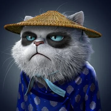 3D NFT COLLECTION, CHARACTER ANGRY CAT KUNG FU Stock-Illustration