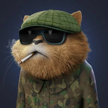 3D NFT COLLECTION, CHARACTER ANGRY CAT ARMY Illustrazione stock