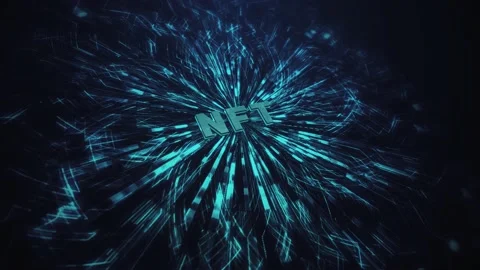 3D NFT Text on Abstract Blue Background Stock Footage 167952971