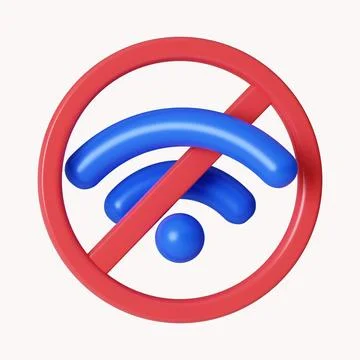 3d No internet connection concept with wifi. icon isolated on white background Stock Illustration