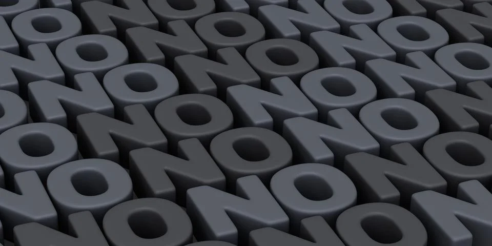 3D NO text background for rejection and prohibition concepts. Stock Illustration
