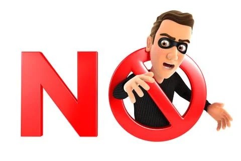 3d no thief concept Illustrazione stock