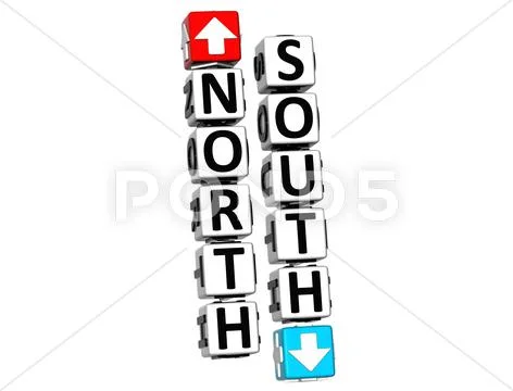 3d north south button click here block text Stock Illustration