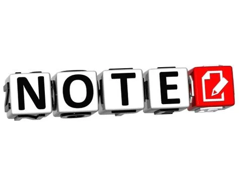 3d note button click here block text Illustrazione stock