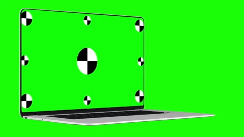 3D notebook laptop computer working green screen display Isolated on green Stock Footage 171583402