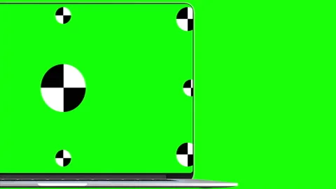 3D notebook laptop computer working green screen display Isolated on green Stock Footage 171583492