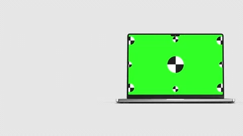3D notebook laptop computer working green screen display Isolated on black Stock Footage 235898268