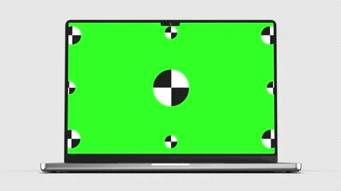 3D notebook laptop computer working green screen display Isolated on black Stock Footage 235898412