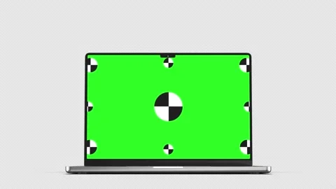 3D notebook laptop computer working green screen display Isolated on black Stock Footage 235898423