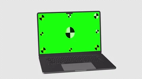 3D notebook laptop computer working green screen display Isolated Stock Footage 283993143