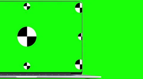 3D notebook laptop computer working green screen display Isolated on green Stock Illustration