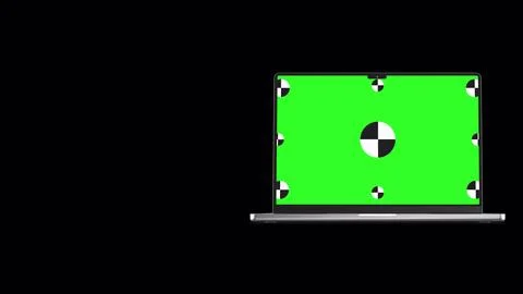 3D notebook laptop computer working green screen display Isolated on black Stock Illustration